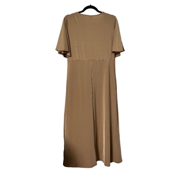 H&M Tan Flutter Sleeve Stretch Maxi Dress - Picture 3 of 10